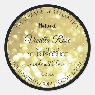 Luxuriöse Gold Glitzer Sparkle Stars Produktetiket Runder Aufkleber