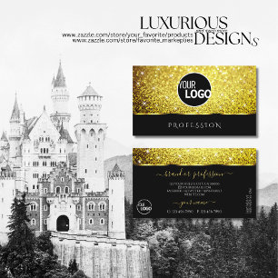 Luxuriöse Gold Glitzer Sparkle Stars Schwarzes Lo Visitenkarte