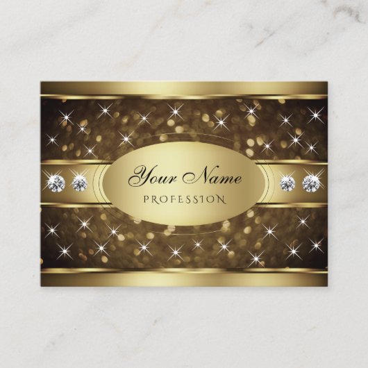 Luxuriöse Gold Glitzer Sparkle Stars Visitenkarte (Vorderseite)