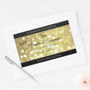 Luxuriöse Gold Glitzer Stars Logo Produktkennzeich Rechteckiger Aufkleber