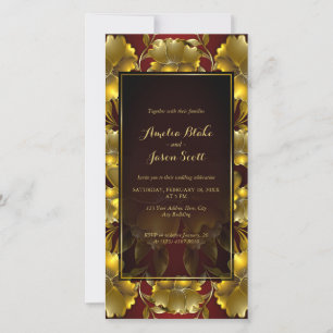 Luxuriöse Gold Gravur Floral Digital Einladung