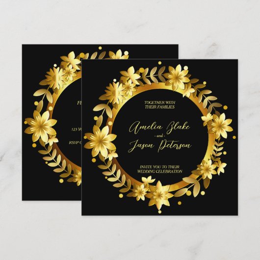 Luxuriöse Gold Laurel Blätter Frame Wedding Einladung (Vorne/Hinten)