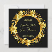 Luxuriöse Gold Laurel Blätter Frame Wedding Einladung (Vorderseite)
