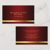 Luxuriöse Gold Line Minimalistisch Red Burgundy Visitenkarte (Vorne/Hinten)