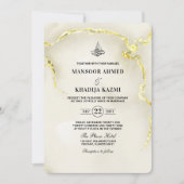 Luxuriöse Gold Marmor Texture Islamic Wedding Einladung (Vorderseite)