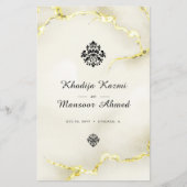 Luxuriöse Gold Marmor Texture Wedding Menu Card (Vorderseite)