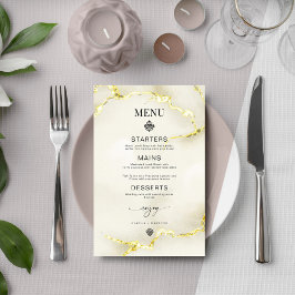 Luxuriöse Gold Marmor Texture Wedding Menu Card
