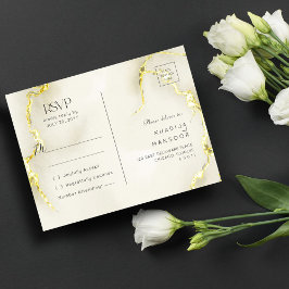 Luxuriöse Gold Marmor Texture Wedding RSVP Postkarte