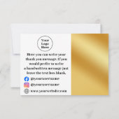 Luxuriöse Gold Metallic Dankeschön Card Dankeskarte (Rückseite)