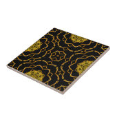 Luxuriöse Gold Metallic Ornamente auf schwarzem Mu Fliese (Seite)