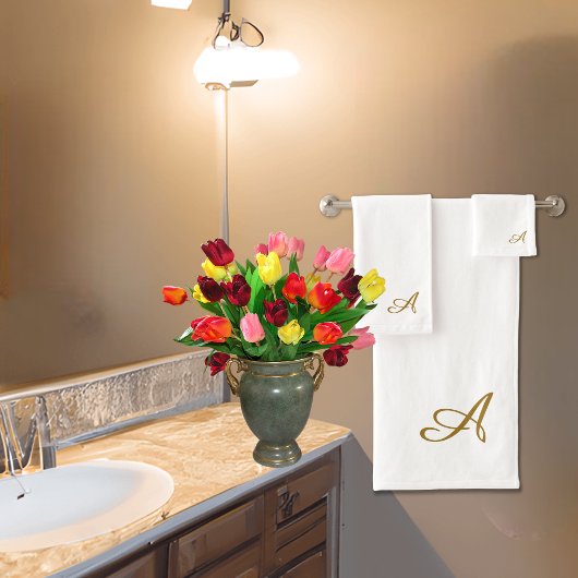 Luxuriöse Gold Monogram anpassbar Badhandtuch Set