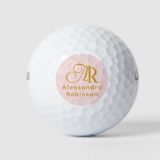 Luxuriöse Gold Monogram & Name Golf Balls Golfball (Vorderseite)
