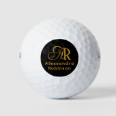 Luxuriöse Gold Monogram & Name Golf Balls Golfball (Vorderseite)
