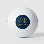 Luxuriöse Gold Monogram & Name Golf Balls Golfball (Vorderseite)