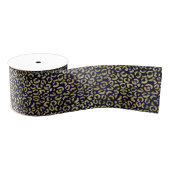 Luxuriöse Gold Navy Leopard Print stilvoll Ripsband (Spule)