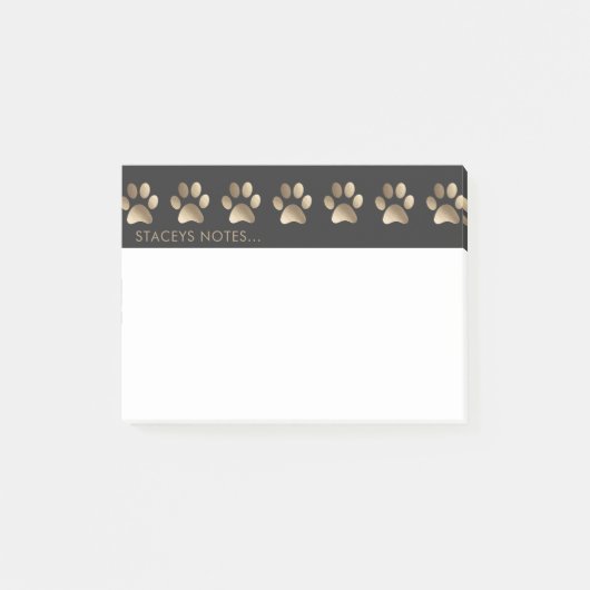 Luxuriöse Gold Paw Print Animal Lover Post-it Klebezettel (Vorderseite)