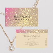 Luxuriöse Gold Pink Lila Glitzer Stars Elegante Visitenkarte