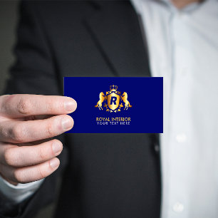 Luxuriöse Gold Royal Emblem   Initial on Blue Visitenkarte