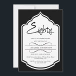 Luxuriöse Gold Script 80TH Geburtstagsparty Einladung<br><div class="desc">Ehre 80 Jahre Leben mit zeitlosem Stil mit dieser eleganten Schwarz & Weiß 80. Geburtstag Einladung! Dieses Design vereint klassische monochrome Eleganz mit moderner Vielseitigkeit. Es zeichnet sich durch einen ausgeklügelten schwarzen Rahmen, eine handgeschriebene, fett geschriebene "Achtzig" als Herzstück und einen vollständig anpassbaren Text (Name, Datum, Veranstaltungsort und UAWG Details)...</div>