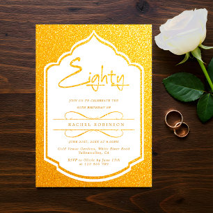Luxuriöse Gold Script 80TH Geburtstagsparty Einladung