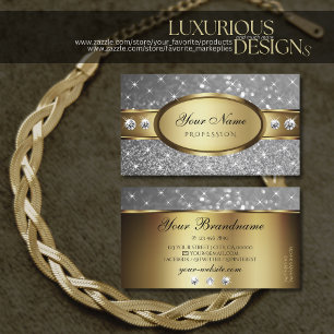 Luxuriöse Gold Silver Glitzer Sparkle Stars Juwel Visitenkarte