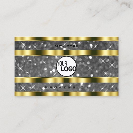 Luxuriöse Gold Silver Glitzer Stars hinzufügen Log Visitenkarte (Vorderseite)