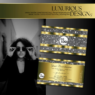 Luxuriöse Gold Silver Glitzer Stars hinzufügen Log Visitenkarte