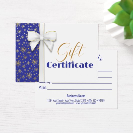 Luxuriöse Gold Snowflakes Weihnachten Weißer Bow B (Schreibtisch)