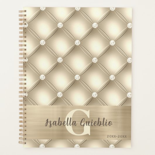 Luxuriöse Gold tufed Diamond Muster Art Planer (Vorderseite)