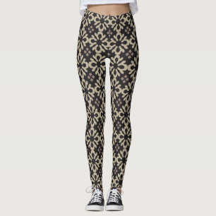 Luxuriöse Gold- und Black Snowflake Leggings