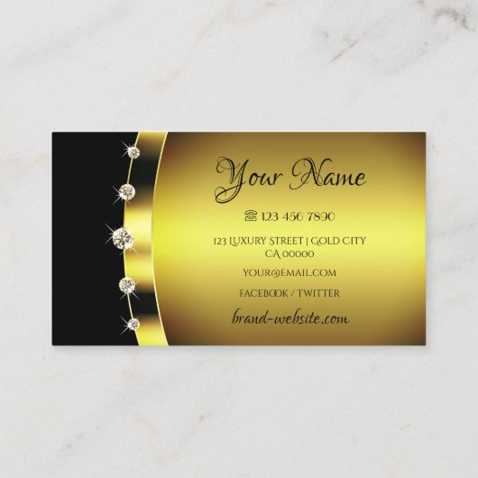 Luxuriöse Gold- und Black Sparkling-Juwelen Diamon Visitenkarte (Rückseite)