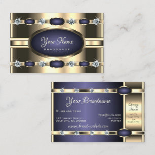 Luxuriöse Gold- und Blautöne mit Imitate Diamonds Visitenkarte