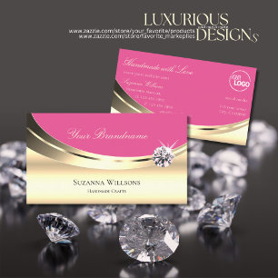 Luxuriöse Gold und Rosa mit Logo-Sparkle Diamond Visitenkarte