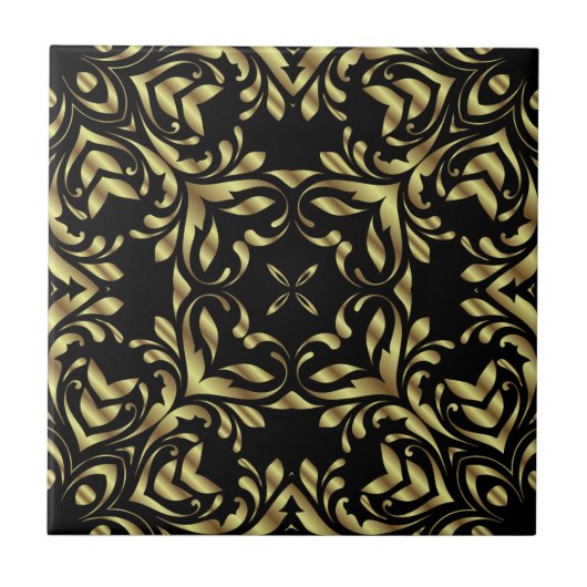 Luxuriöse Gold und Schwarz Elegante Extravagante B Fliese (Vorderseite)