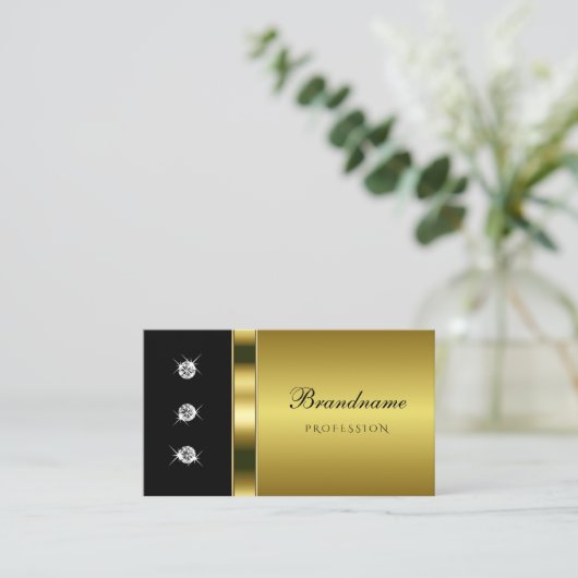 Luxuriöse Gold und Schwarz mit schimmernden Rhines Visitenkarte (Stehend Vorderseite)