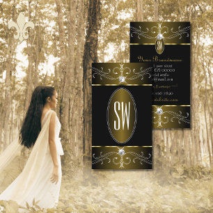 Luxuriöse Gold- und Schwarz-Verzierte Ornamente Visitenkarte