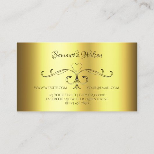 Luxuriöse Gold Verziert Corner Borders Hinzufügen Visitenkarte (Rückseite)
