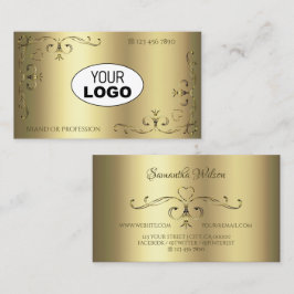 Luxuriöse Gold Verziert Corners Logo Elegant Golde Visitenkarte