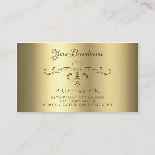 Luxuriöse Gold Verziert Corners mit Initials Golde Visitenkarte (Rückseite)