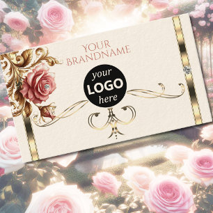 Luxuriöse Gold Vintage Rose Diamanten Logo Vorlage Visitenkarte