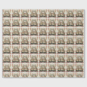 Luxuriöse Gold Weihnachtsglocke , Rote Blüte Geschenkpapier (Flach)