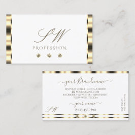 Luxuriöse Gold White Sparkling Diamonds Initials Visitenkarte