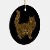 Luxuriöse goldbedruckte Metallfolienkatze Keramik Ornament (Rechts)