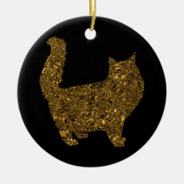 Luxuriöse goldbedruckte Metallfolienkatze Keramik Ornament