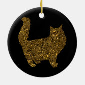 Luxuriöse goldbedruckte Metallfolienkatze Keramik Ornament (Hinten)