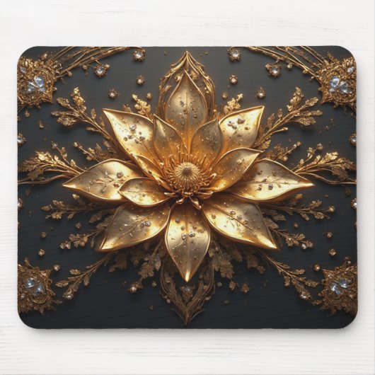 Luxuriöse Goldblume Mousepad (Vorne)
