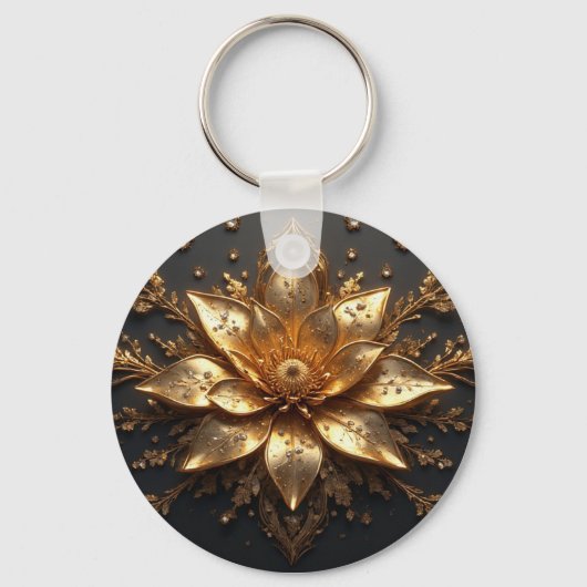 Luxuriöse Goldblume Schlüsselanhänger (Vorderseite)