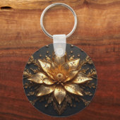 Luxuriöse Goldblume Schlüsselanhänger (Rückseite)