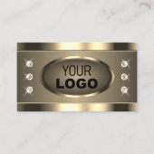 Luxuriöse Goldbraun mit Logo-QR-Code und Foto Visitenkarte (Vorderseite)