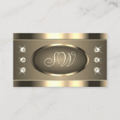 Luxuriöse Goldbraun mit Strass Stones & Initialen Visitenkarte (Vorderseite)